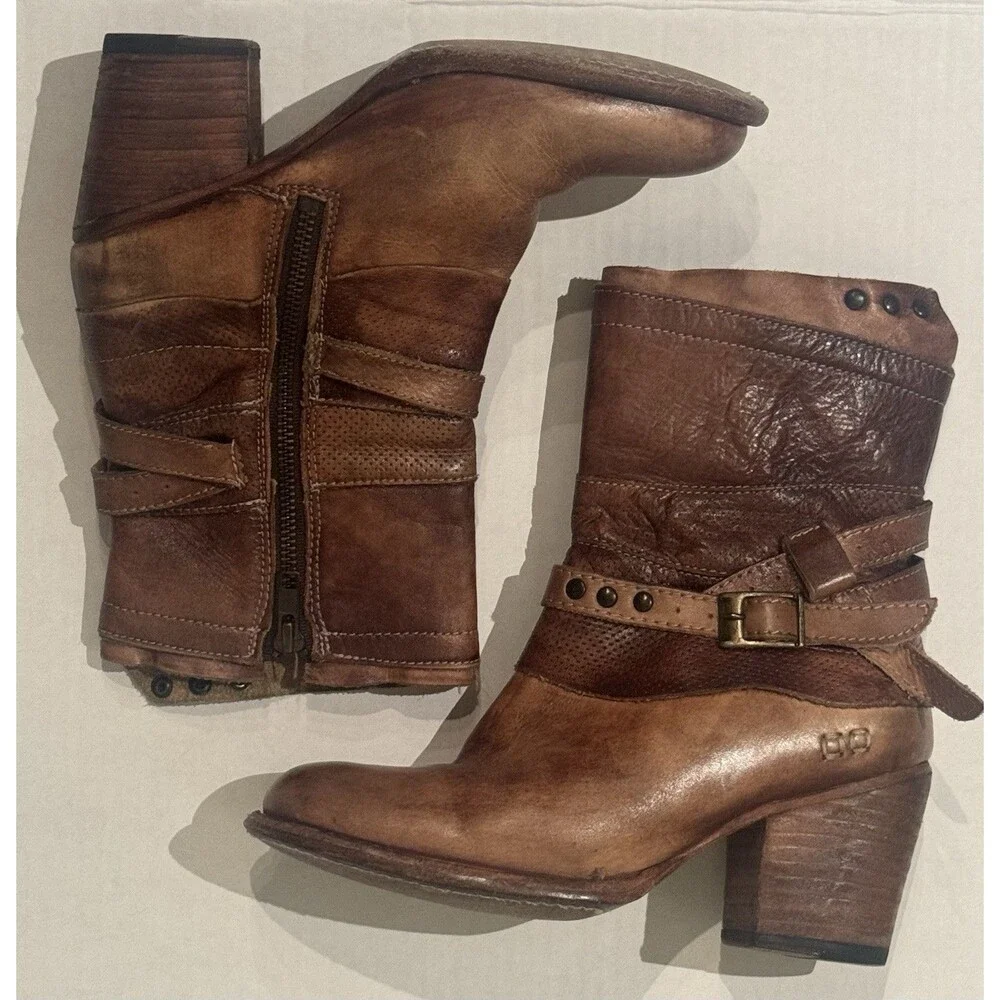 Bed Stu Cobbler Distressed Style Ankle Soft Leather Brown Boots Women’s Sz 6